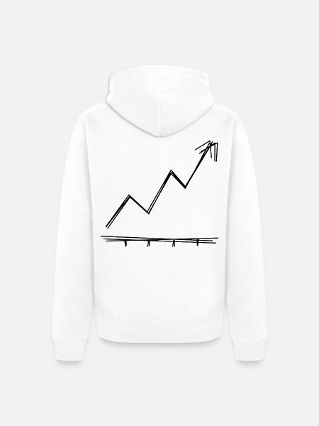 Aktienkurs handgezeichnet - Unisex Premium Bio Zip Hoodie - Weiß
