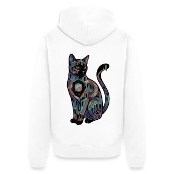 Surreale Katze mit Treppen – Optische Täuschung  - Unisex Premium Bio Zip Hoodie - Weiß - Hinten - Thijin (182cm)