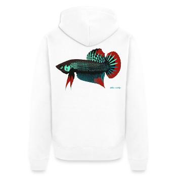 Betta imbellis, Kampffisch Wildform aus Thailand - Unisex Premium Bio Zip Hoodie - Weiß - Hinten - Thijin (182cm)
