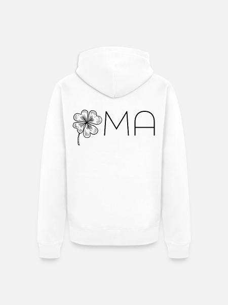 Oma mit Kleeblatt – Schwarz - Unisex Premium Bio Zip Hoodie - Weiß
