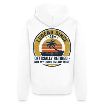 Legende Seit 1989 Ruhestand - Unisex Premium Bio Zip Hoodie - Weiß - Hinten - Thijin (182cm)