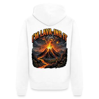I Am Lava In Itive Lustiger Vulkan Ausbruch Spruch - Unisex Premium Bio Zip Hoodie - Weiß - Hinten - Thijin (182cm)
