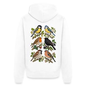 Gartenvögel auf kleinen Zweigen - Unisex Premium Bio Zip Hoodie - Weiß - Hinten - Thijin (182cm)