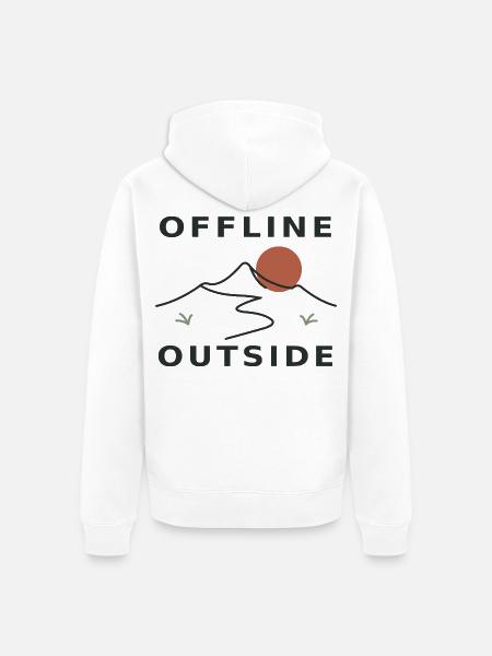 Offline Outside – Berge & Natur - Unisex Premium Bio Zip Hoodie - Weiß