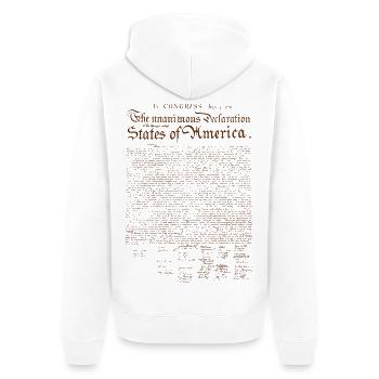 US-Unabhängigkeitserklärung - Unisex Premium Bio Zip Hoodie - Weiß - Hinten - Thijin (182cm)