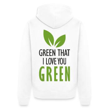 Grün, ich liebe dich, grün. - Unisex Premium Bio Zip Hoodie - Weiß - Hinten - Thijin (182cm)