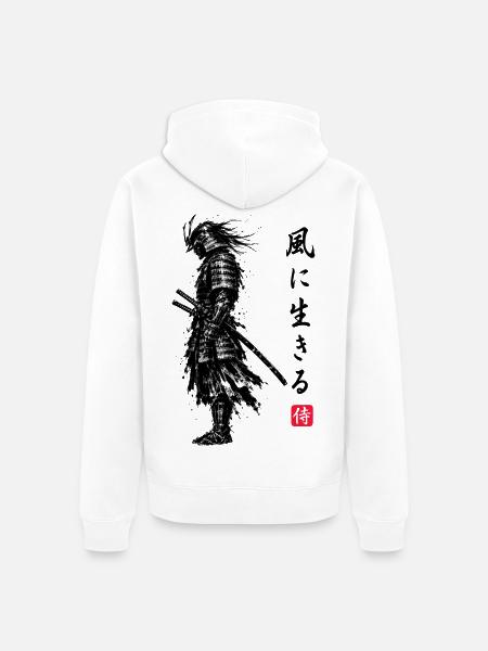 Samurai Krieger Japan - Unisex Premium Bio Zip Hoodie - Weiß