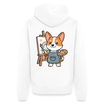 Süßes Kawaii Corgi-Künstler-Mal-Hundegeschenk - Unisex Premium Bio Zip Hoodie - Weiß - Hinten - Thijin (182cm)