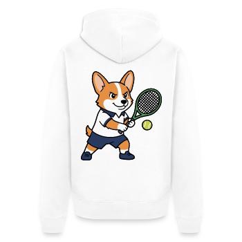 Süßes Kawaii Corgi Tennisspieler-Welpenhemd - Unisex Premium Bio Zip Hoodie - Weiß - Hinten - Thijin (182cm)