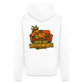 Bock auf Wochenende Ziege auf dem Sofa - Unisex Premium Bio Zip Hoodie - Weiß - Hinten - Thijin (182cm)