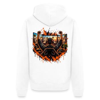 Gamer Sieger Gewinner Pro Gamer Motiv - Unisex Premium Bio Zip Hoodie - Weiß - Hinten - Thijin (182cm)