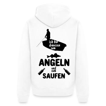 Angeln und Saufen - Unisex Premium Bio Zip Hoodie - Weiß - Hinten - Thijin (182cm)
