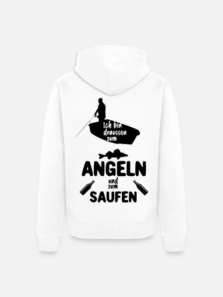 Angeln und Saufen - Unisex Premium Bio Zip Hoodie - Weiß