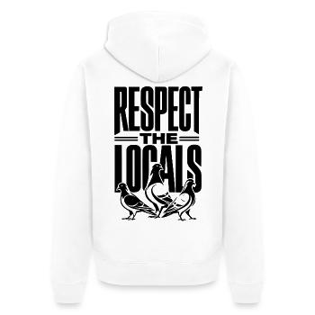 Respect the Locals - Unisex Premium Bio Zip Hoodie - Weiß - Hinten - Thijin (182cm)
