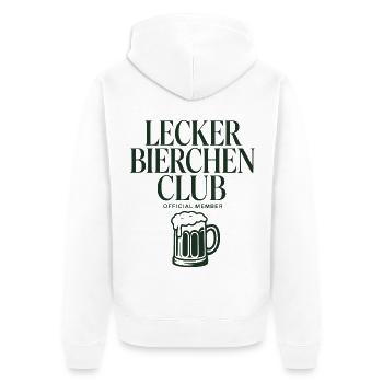 Lecker Bierchen Club - Unisex Premium Bio Zip Hoodie - Weiß - Hinten - Thijin (182cm)