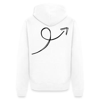 Spiralpfeil handgezeichnet - Unisex Premium Bio Zip Hoodie - Weiß - Hinten - Thijin (182cm)