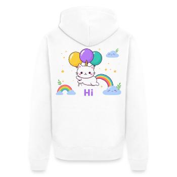 Pastel Kitty Einhornballons - Unisex Premium Bio Zip Hoodie - Weiß - Hinten - Thijin (182cm)