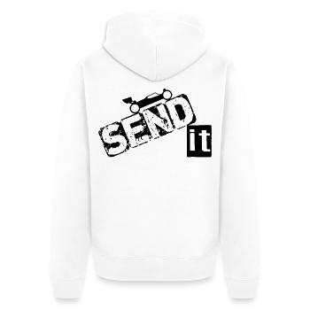 Abgeschickt! - Unisex Premium Bio Zip Hoodie - Weiß - Hinten - Thijin (182cm)