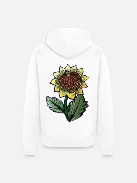 Sonnenblumen-Skizze-Botanischer Tee - Unisex Premium Bio Zip Hoodie - Weiß