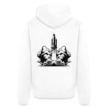 Raketenstart - Unisex Premium Bio Zip Hoodie - Weiß - Hinten - Thijin (182cm)