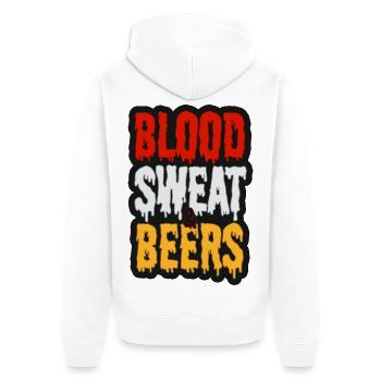 Blood Sweat & Beers – Bier und Leidenschaft - Unisex Premium Bio Zip Hoodie - Weiß - Hinten - Thijin (182cm)