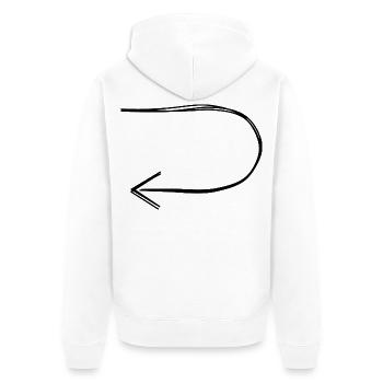 Wendepfeil handgezeichnet - Unisex Premium Bio Zip Hoodie - Weiß - Hinten - Thijin (182cm)