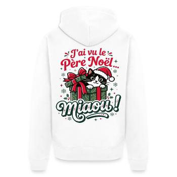 Katzen-Weihnachtsmann - Unisex Premium Bio Zip Hoodie - Weiß - Hinten - Thijin (182cm)