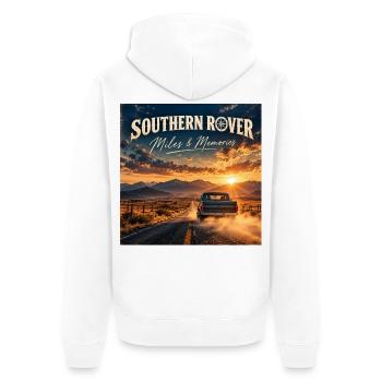 Southern Rover: Miles & Memories - Unisex Premium Bio Zip Hoodie - Weiß - Hinten - Thijin (182cm)