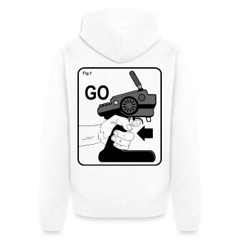 Schritt 1: LOS! – Humor für das Fahren von RC-Autos - Unisex Premium Bio Zip Hoodie - Weiß - Hinten - Thijin (182cm)