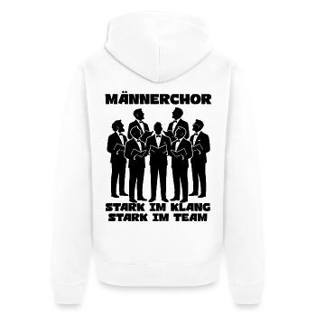 Chor - Männerchor Stark im Klang Stark im Team - Unisex Premium Bio Zip Hoodie - Weiß - Hinten - Thijin (182cm)