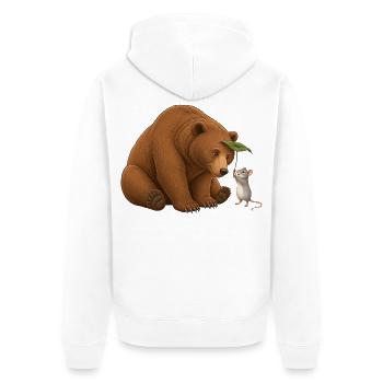 Bär und Maus - Unisex Premium Bio Zip Hoodie - Weiß - Hinten - Thijin (182cm)