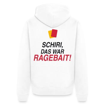 Schiri, das war Ragebait! - Unisex Premium Bio Zip Hoodie - Weiß - Hinten - Thijin (182cm)
