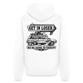 Get In Loser - Unisex Premium Bio Zip Hoodie - Weiß - Hinten - Thijin (182cm)