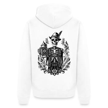 Bayerisches Skelett - Unisex Premium Bio Zip Hoodie - Weiß - Hinten - Thijin (182cm)