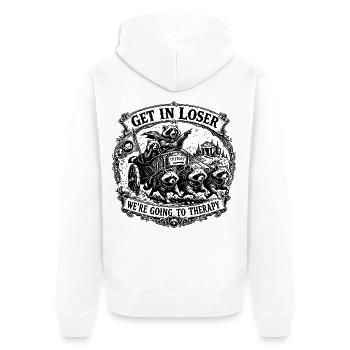 Get In Loser - Unisex Premium Bio Zip Hoodie - Weiß - Hinten - Thijin (182cm)