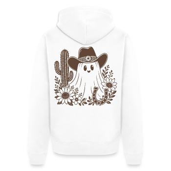 Cowboy Geist - Unisex Premium Bio Zip Hoodie - Weiß - Hinten - Thijin (182cm)