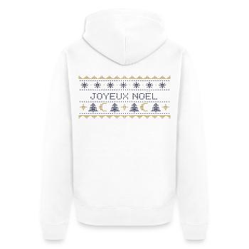 Himmlischer Weihnachtspullover – Gestrickter Mond und Sterne - Unisex Premium Bio Zip Hoodie - Weiß - Hinten - Thijin (182cm)