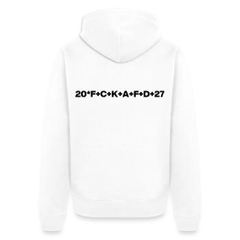 20+FCK+AFD+27 STERNSINGER & CHRISTEN GEGEN AFD - Unisex Premium Bio Zip Hoodie - Weiß - Hinten - Thijin (182cm)