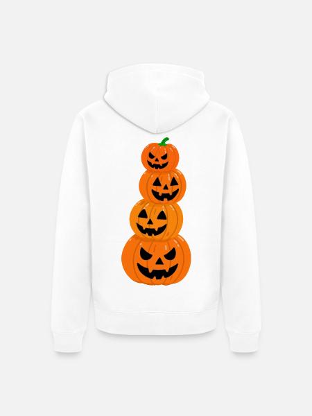 Halloween Gruselkürbisse - Unisex Premium Bio Zip Hoodie - Weiß