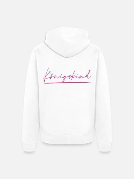 Königskind pink - Unisex Premium Bio Zip Hoodie - Weiß