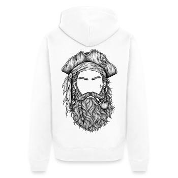 Piratengesicht mit Bart und Pipe - Unisex Premium Bio Zip Hoodie - Weiß - Hinten - Thijin (182cm)