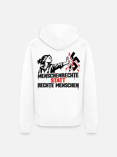 Menschenrechte statt rechte Menschen - Unisex Premium Bio Zip Hoodie - Weiß