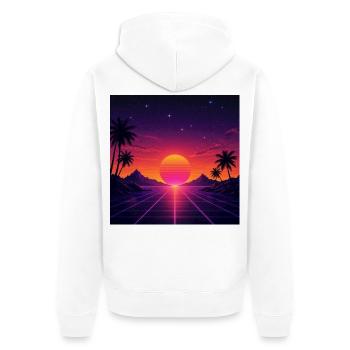 80er-Jahre-Retro mit farbenfrohem Sonnenuntergang - Unisex Premium Bio Zip Hoodie - Weiß - Hinten - Thijin (182cm)