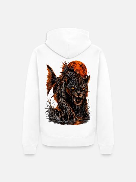 panther-piranha-hybrid-halloween-horror-bigcrea - Unisex Premium Bio Zip Hoodie - Weiß