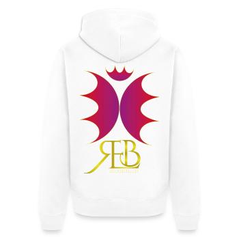 EBR Oversized Logo Gradient - Unisex Premium Bio Zip Hoodie - Weiß - Hinten - Thijin (182cm)