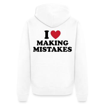 I Love Making Mistakes - Unisex Premium Bio Zip Hoodie - Weiß - Hinten - Thijin (182cm)