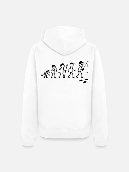 Angler Strichmänchen Angel Evolution - Unisex Premium Bio Zip Hoodie - Weiß