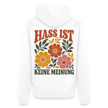 Hass Ist Keine Meinung Vintage Boho Antifa Protest - Unisex Premium Bio Zip Hoodie - Weiß - Hinten - Thijin (182cm)