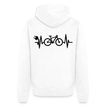  Herzschlag- E-Bike Radfahrer E-MTB Mountainbike - Unisex Premium Bio Zip Hoodie - Weiß - Hinten - Thijin (182cm)