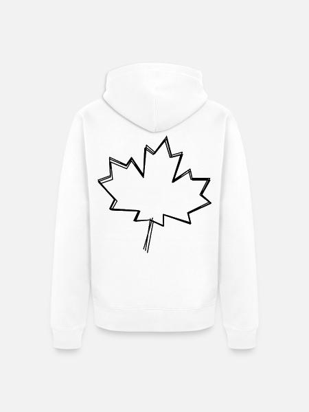 Ahornblatt handgezeichnet - Unisex Premium Bio Zip Hoodie - Weiß